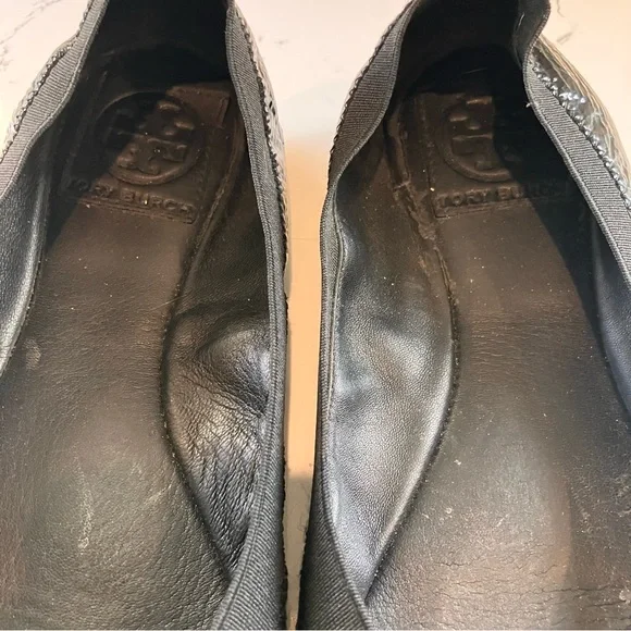 Tory Burch Womens Size 7.5 Black Patent Leather Caroline Ballet Flats - Picture 12 of 13